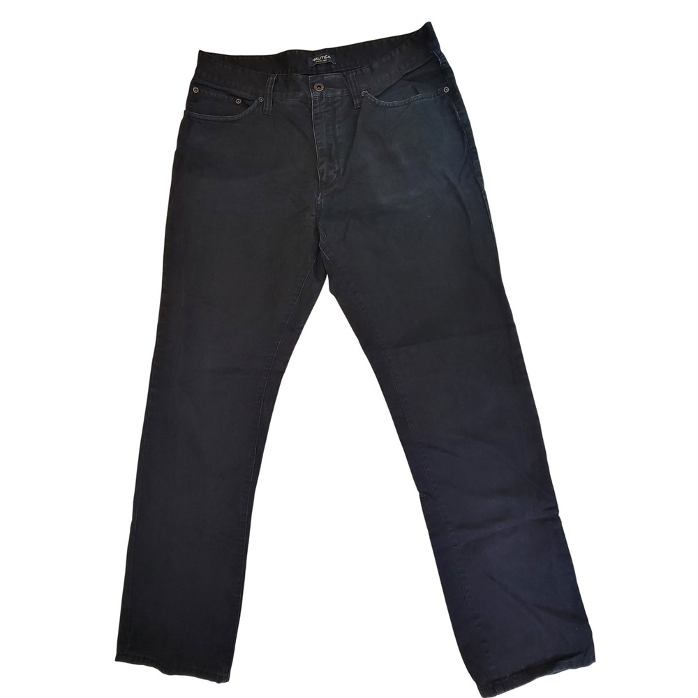 Nautica Mens‎ 32x32 Black Straight Leg Cotton Casual Jeans Pants